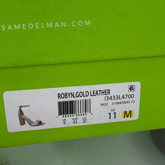 Sam Edelman Robyn Leather Ankle Strap Heel Gold I3433L4700 Women's 11M Tried On - Picture 11 of 11